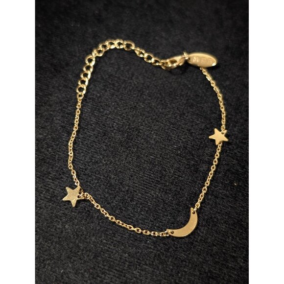 MDB Marina De Buche Celestial Chain Bracelet Gold Tone Moon Stars 7.5" - Picture 1 of 6